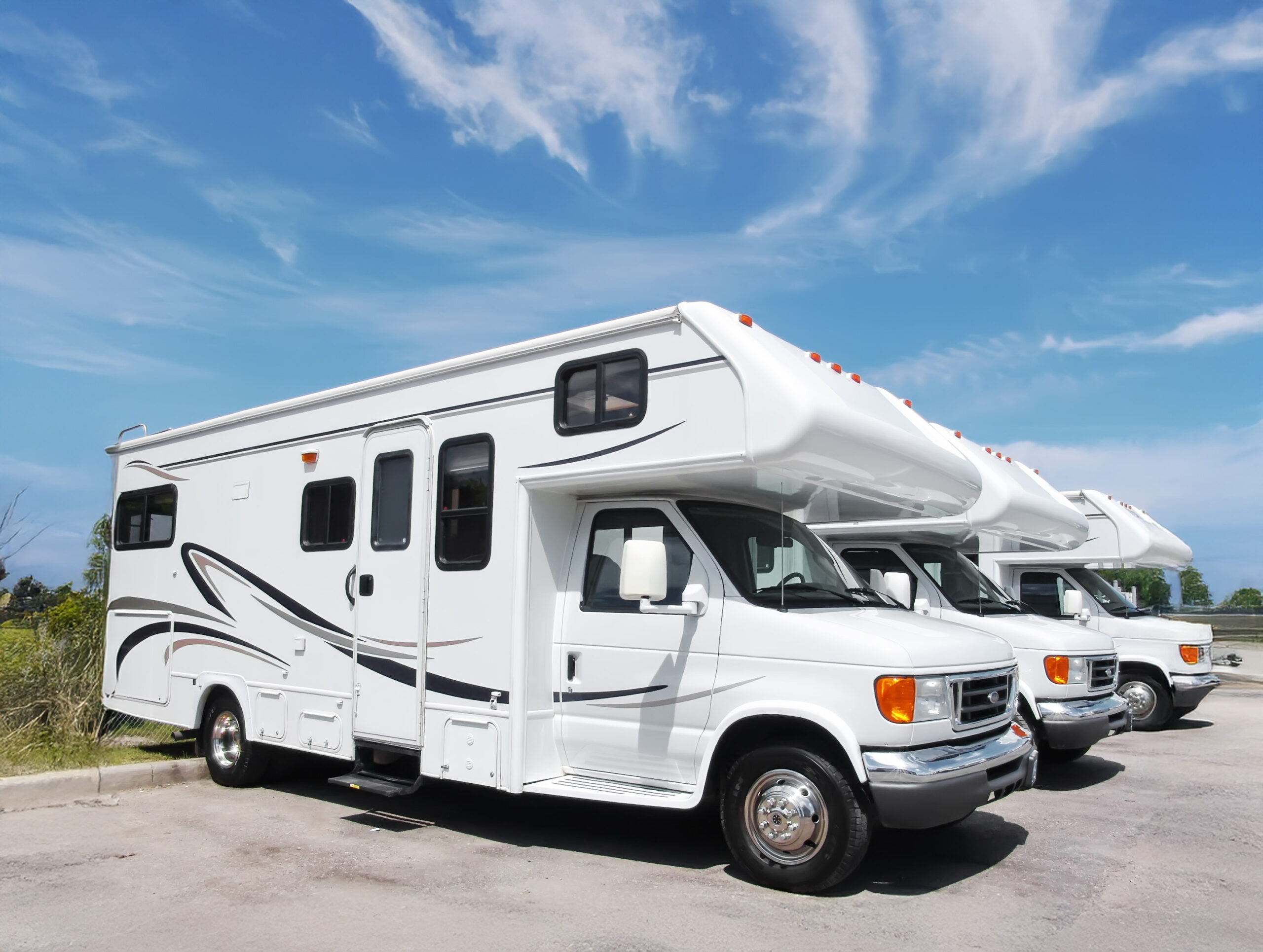 New recreational vehicles - Motorhomes in row; Shutterstock ID 23141416; purchase_order: Limited 7/27/21